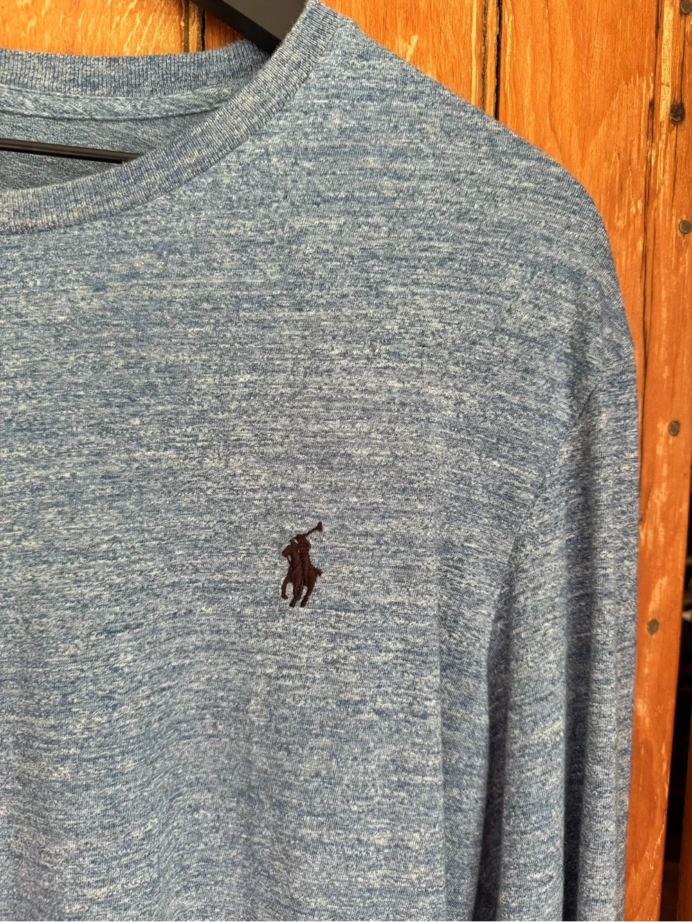 Polo Ralph Lauren Men’s Custom Fit Long Sleeve T-Shirt Slate Blue Heather Sz L